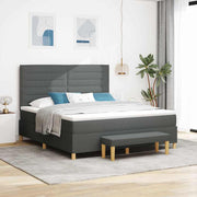 Boxspring bed 180x200 cm donkergrijs met matras