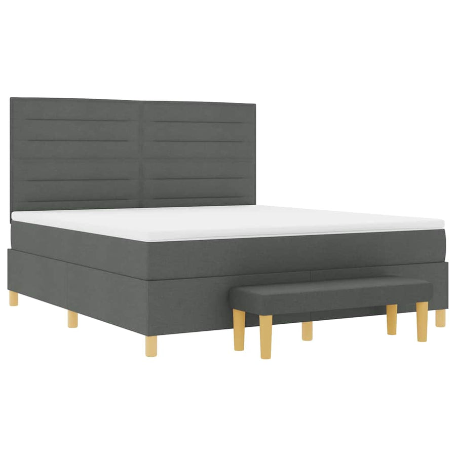 Boxspring bed met matras Donkergrijs 180 x 200 cm Stof