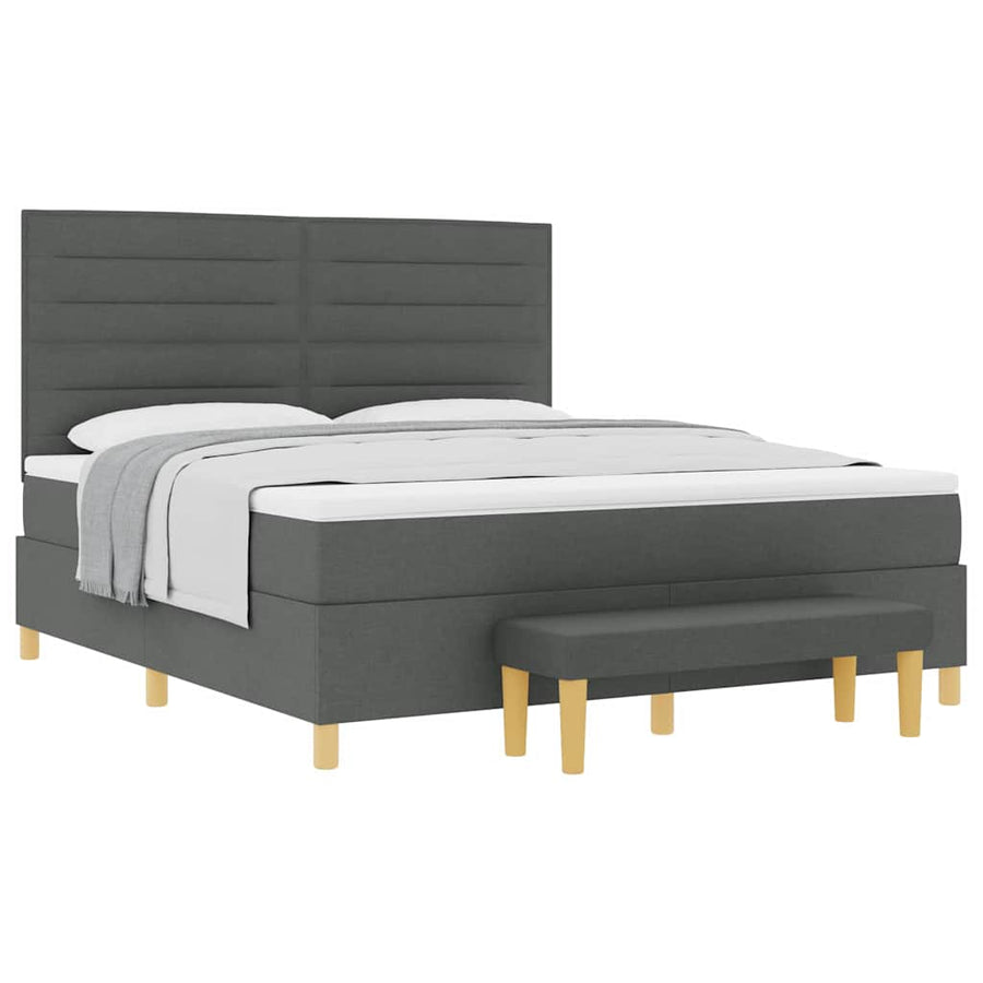 Boxspring bed met matras Donkergrijs 180 x 200 cm Stof