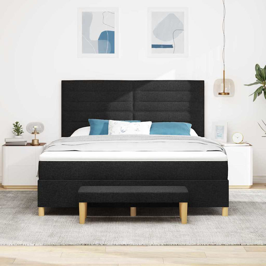 Boxspring bed met matras met hoofdeinde Zwart 180 x 200 cm Stof