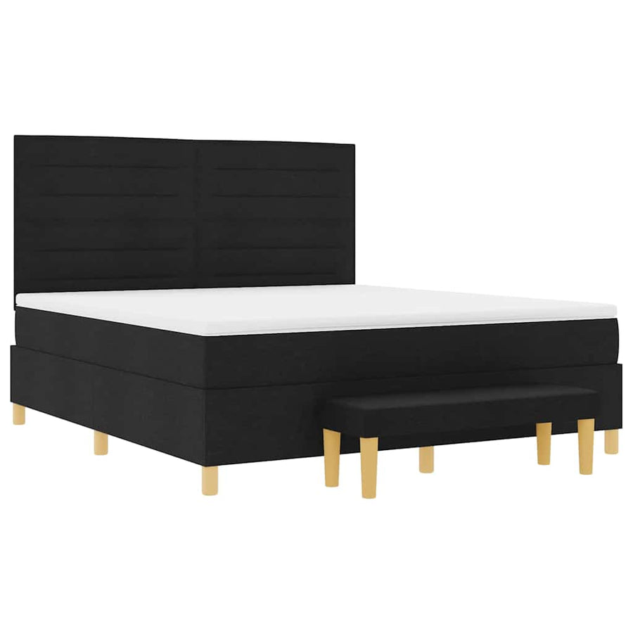 Boxspring bed met matras met hoofdeinde Zwart 180 x 200 cm Stof