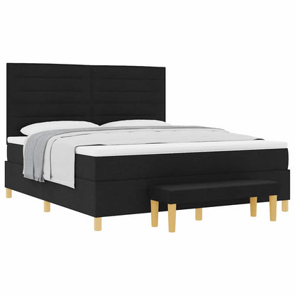 Boxspring bed met matras met hoofdeinde Zwart 180 x 200 cm Stof