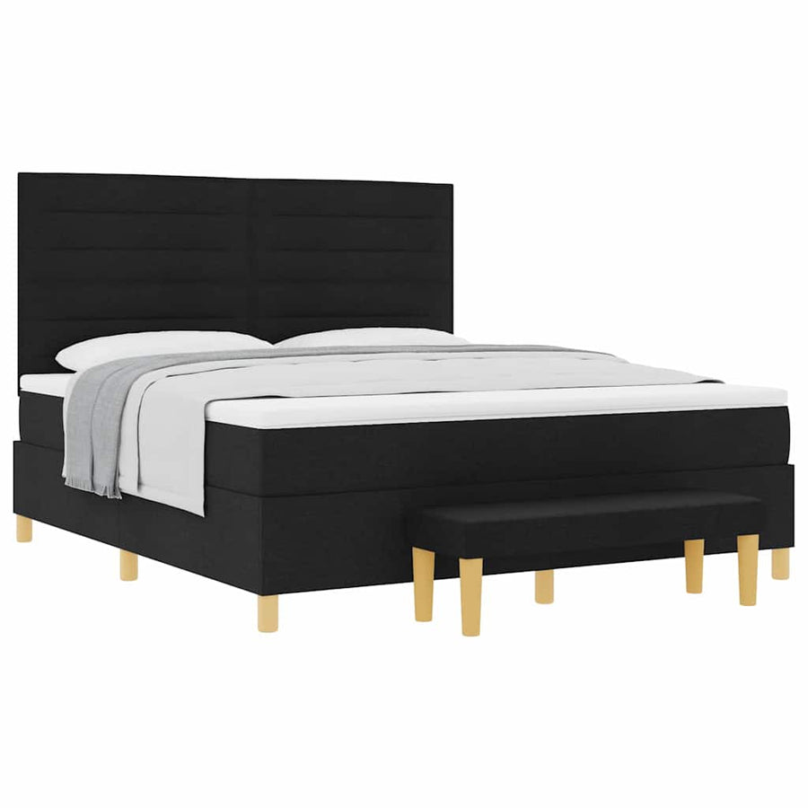 Boxspring bed met matras met hoofdeinde Zwart 180 x 200 cm Stof