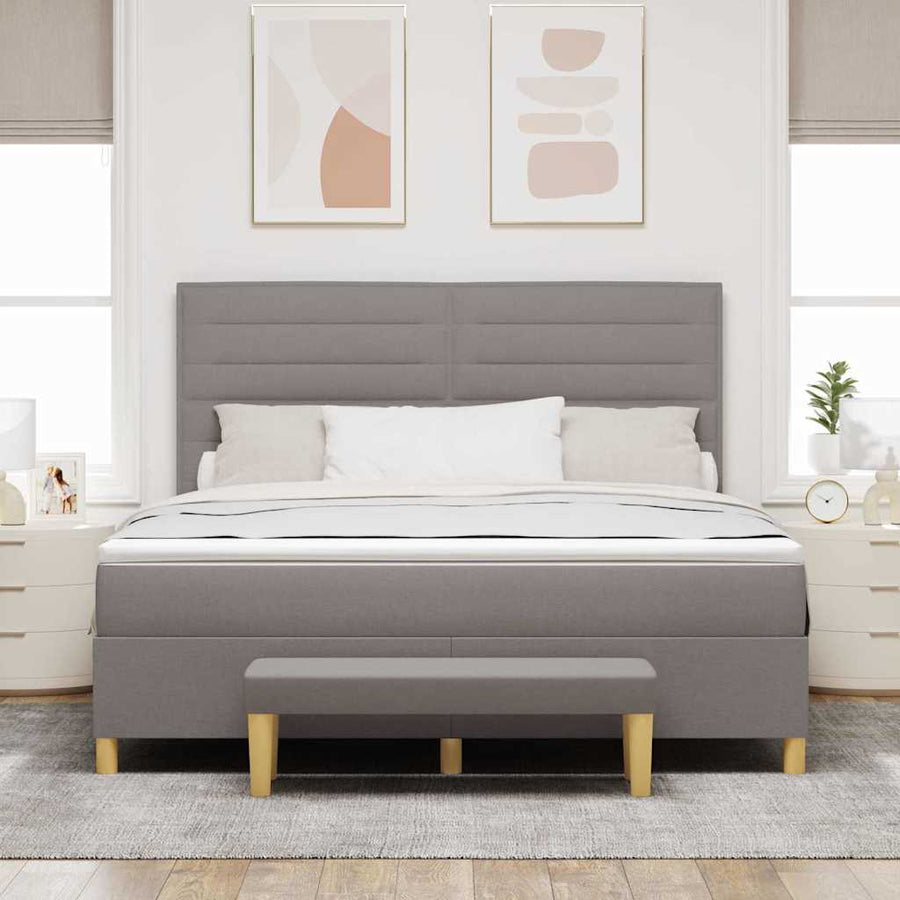 Boxspring bed met matras met hoofdeinde Taupe 180 x 200 cm Stof
