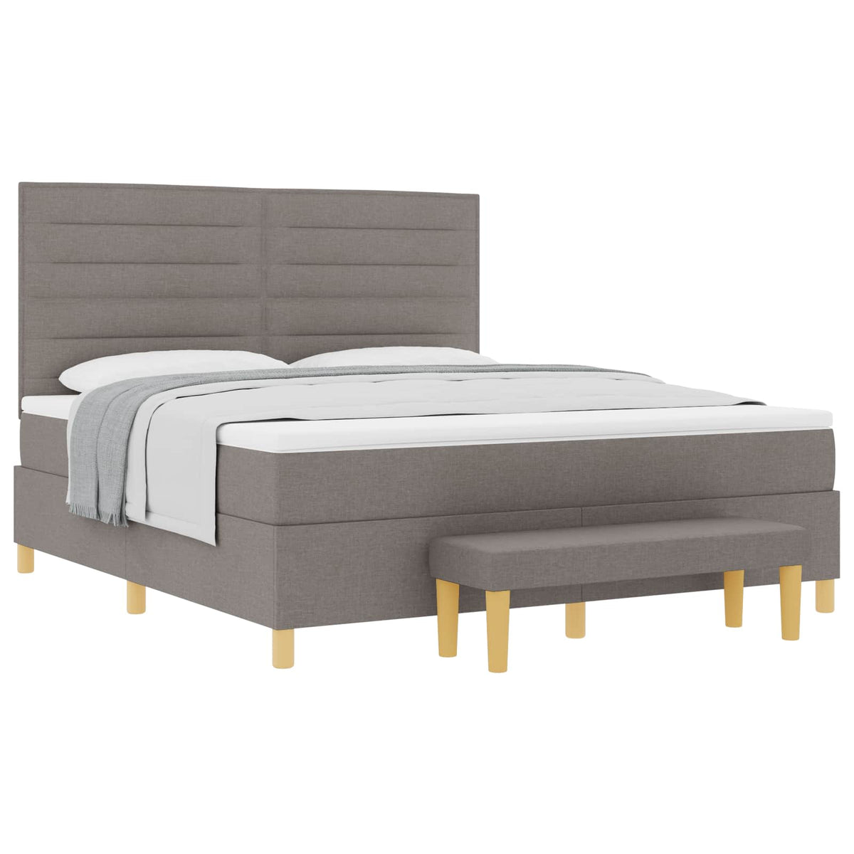 Boxspring bed met matras met hoofdeinde Taupe 180 x 200 cm Stof