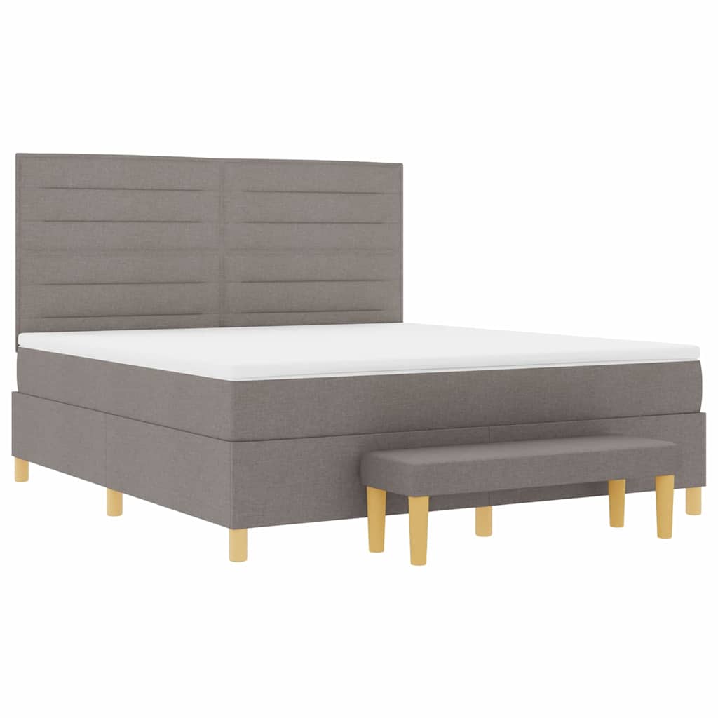 Boxspring bed met matras met hoofdeinde Taupe 180 x 200 cm Stof