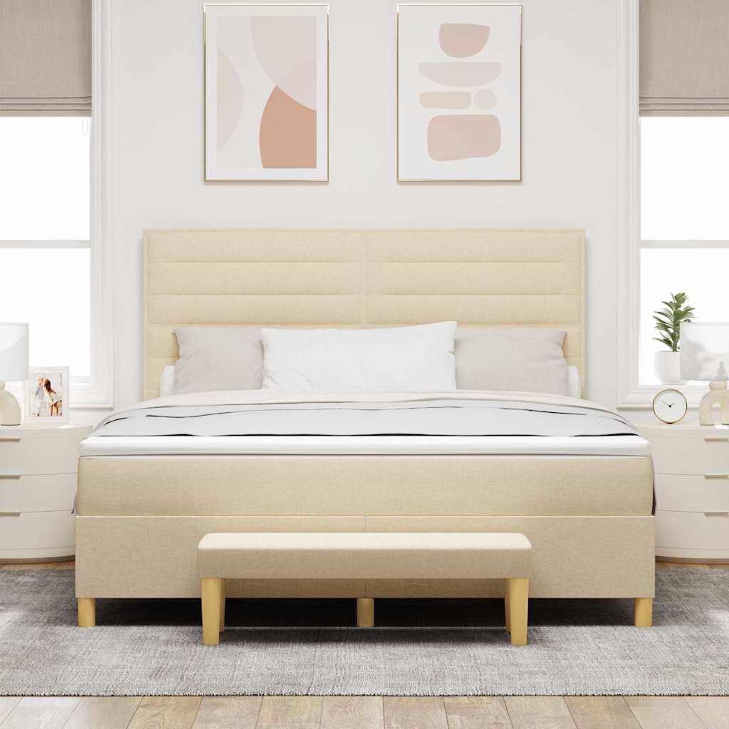 Boxspring bed met hoofdeinde Crème 200 x 180 cm Stof