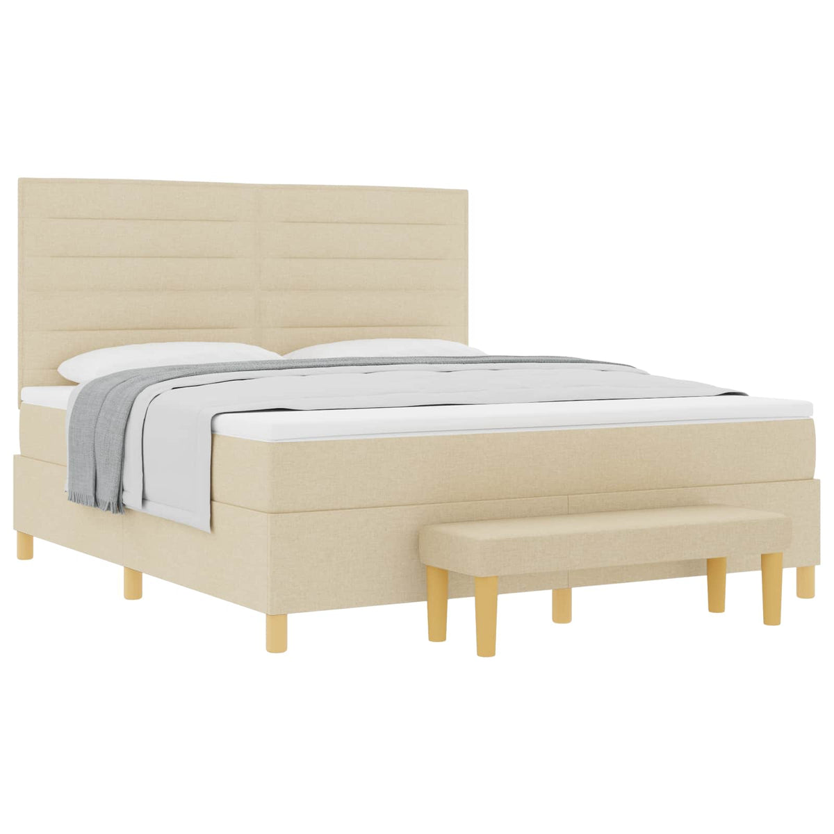 Boxspring bed met hoofdeinde Crème 200 x 180 cm Stof