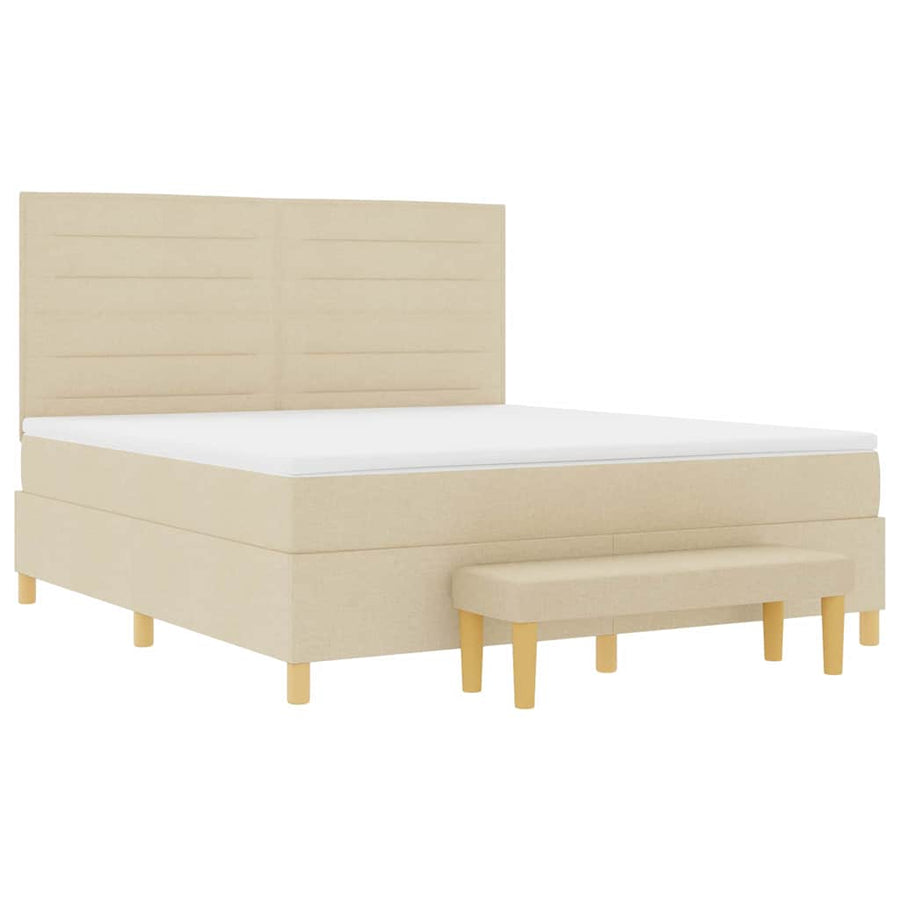 Boxspring bed met hoofdeinde Crème 200 x 180 cm Stof