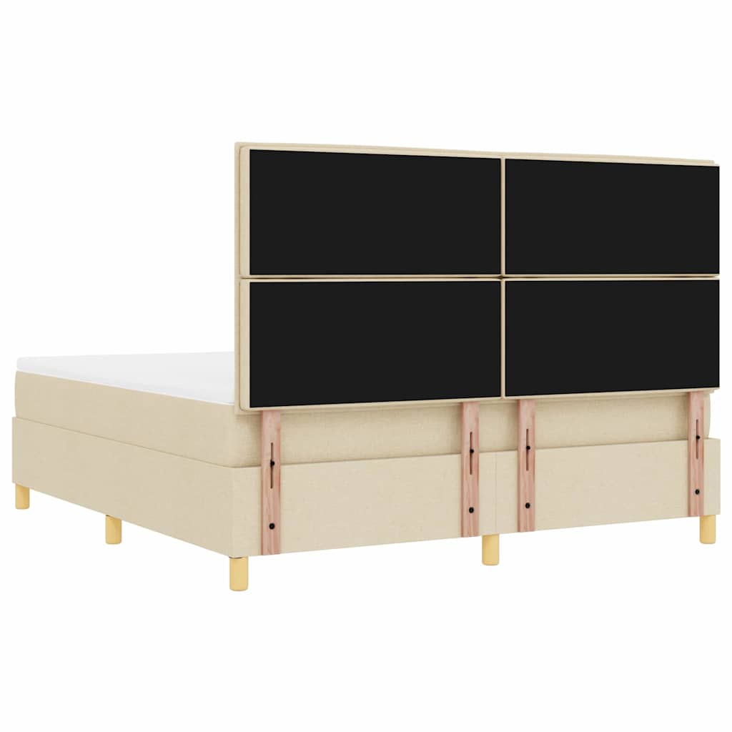 Boxspring bed met hoofdeinde Crème 200 x 180 cm Stof
