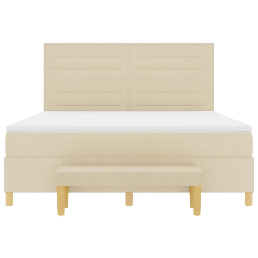 Boxspring bed met hoofdeinde Crème 200 x 180 cm Stof