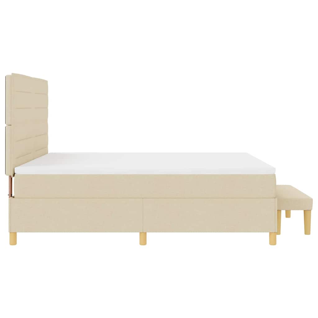 Boxspring bed met hoofdeinde Crème 200 x 180 cm Stof