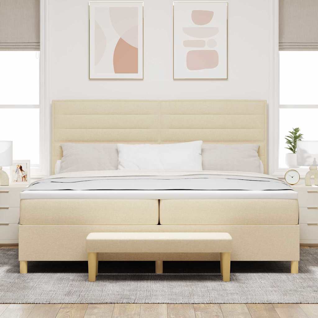 Boxspring bed met matras met hoofdeinde Crème 200 x 200 cm Stof