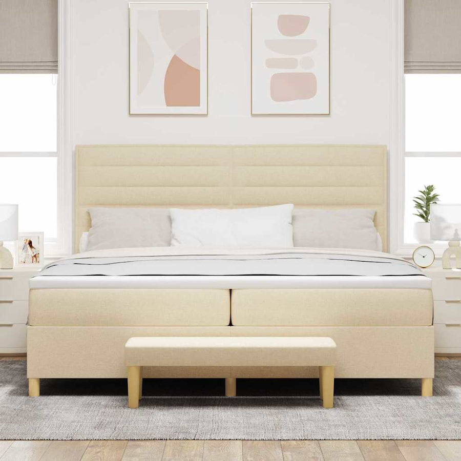 Boxspring bed met matras met hoofdeinde Crème 200 x 200 cm Stof