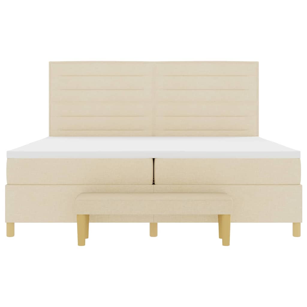 Boxspring bed met matras met hoofdeinde Crème 200 x 200 cm Stof