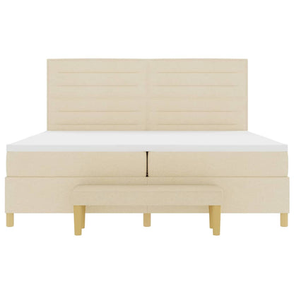 Boxspring bed met matras met hoofdeinde Crème 200 x 200 cm Stof