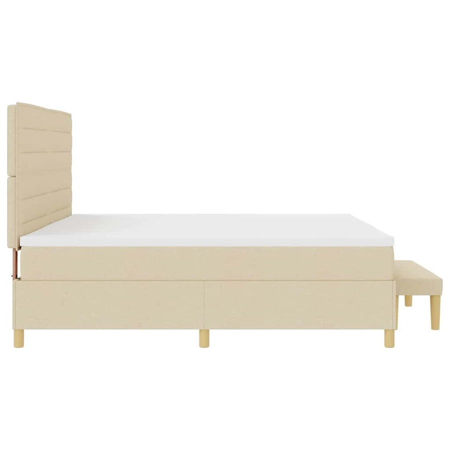 Boxspring bed met matras met hoofdeinde Crème 200 x 200 cm Stof
