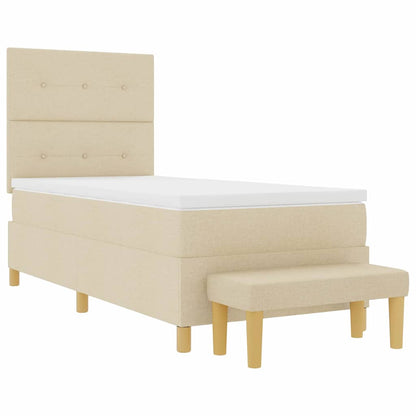 Boxspring bed met kussen met hoofdeinde Crème 200 x 80 cm Stof