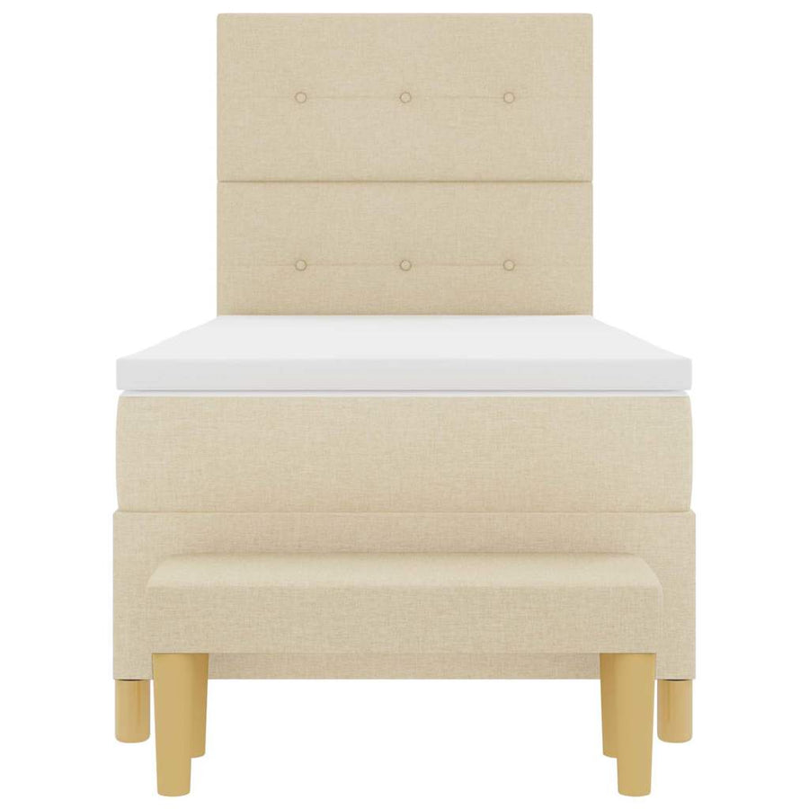 Boxspring bed met kussen met hoofdeinde Crème 200 x 80 cm Stof