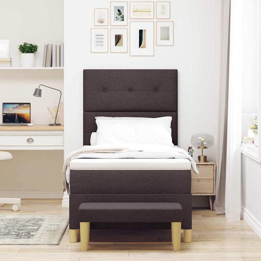 Boxspring bed met matras Donkerbruin 90 x 190 cm Stof