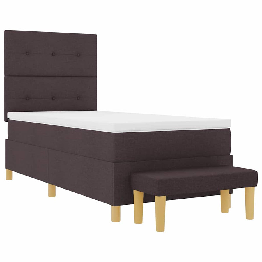 Boxspring bed met matras Donkerbruin 90 x 190 cm Stof