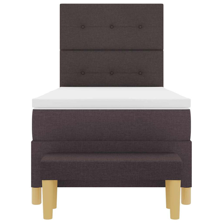 Boxspring bed met matras Donkerbruin 90 x 190 cm Stof