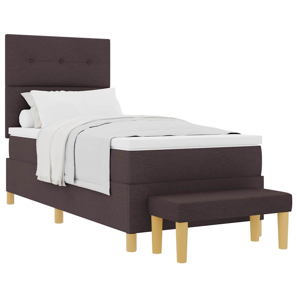 Boxspring bed met matras Donkerbruin 90 x 190 cm Stof