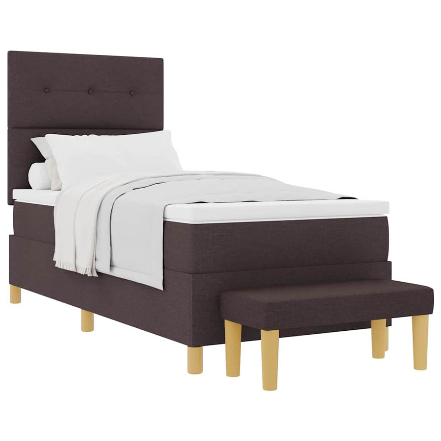 Boxspring bed met matras Donkerbruin 90 x 190 cm Stof
