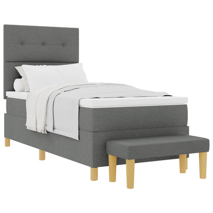 Boxspring bed met kussen Donkergrijs 200 x 90 cm Stof