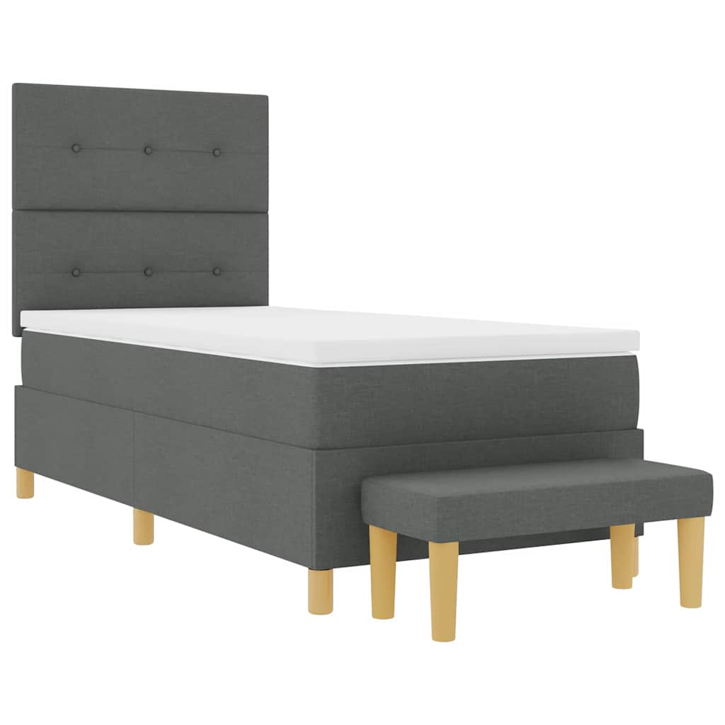 Boxspring bed met kussen Donkergrijs 200 x 90 cm Stof