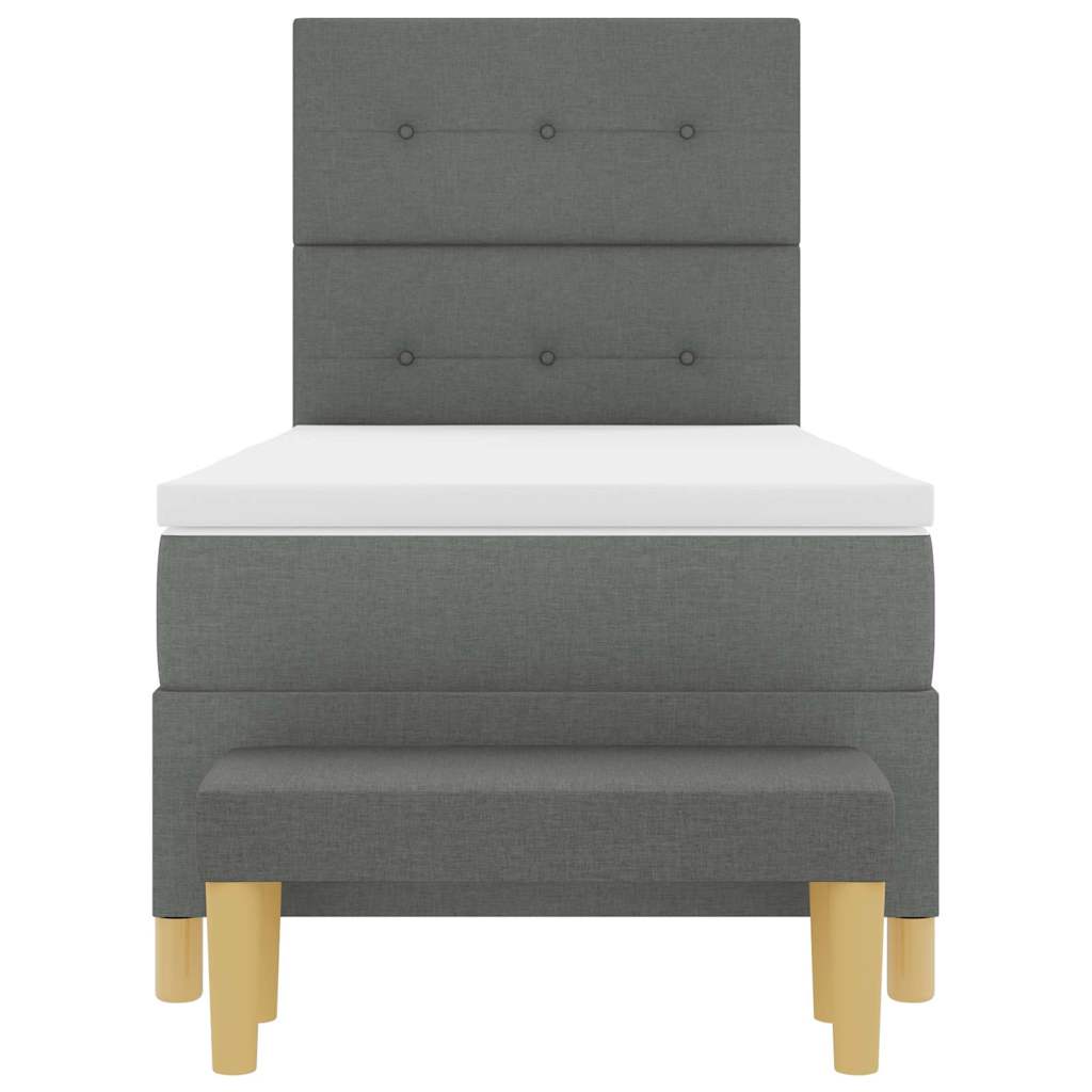 Boxspring bed met kussen Donkergrijs 200 x 90 cm Stof