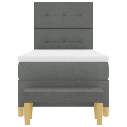 Boxspring bed met kussen Donkergrijs 200 x 90 cm Stof