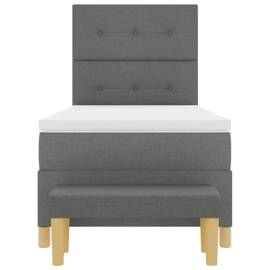 Boxspring bed met kussen Donkergrijs 200 x 90 cm Stof