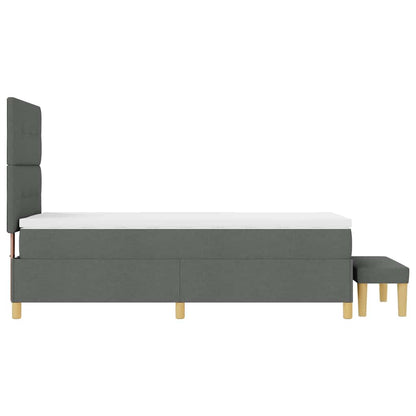 Boxspring bed met kussen Donkergrijs 200 x 90 cm Stof