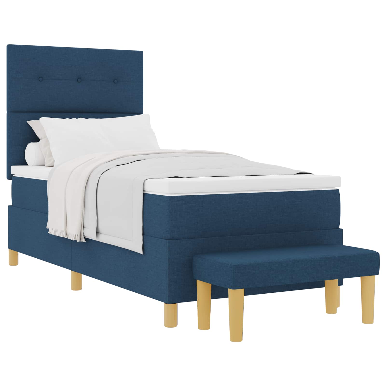 Boxspring bed met hoofdeinde Blauw 200 x 90 cm Stof