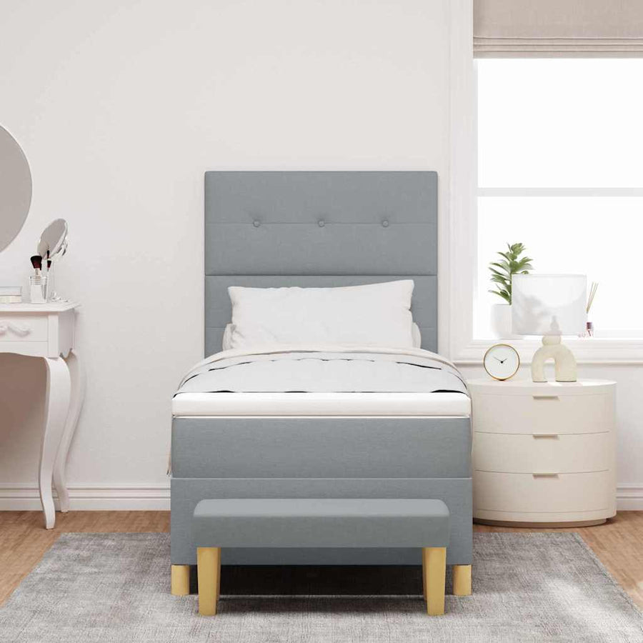 Boxspring bed met hoofdeinde Lichtgrijs 200 x 100 cm Stof