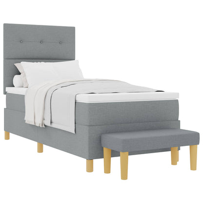 Boxspring bed met hoofdeinde Lichtgrijs 200 x 100 cm Stof
