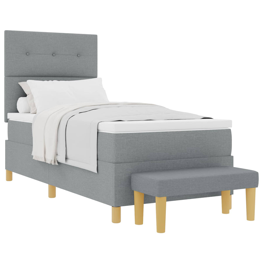 Boxspring bed met hoofdeinde Lichtgrijs 200 x 100 cm Stof