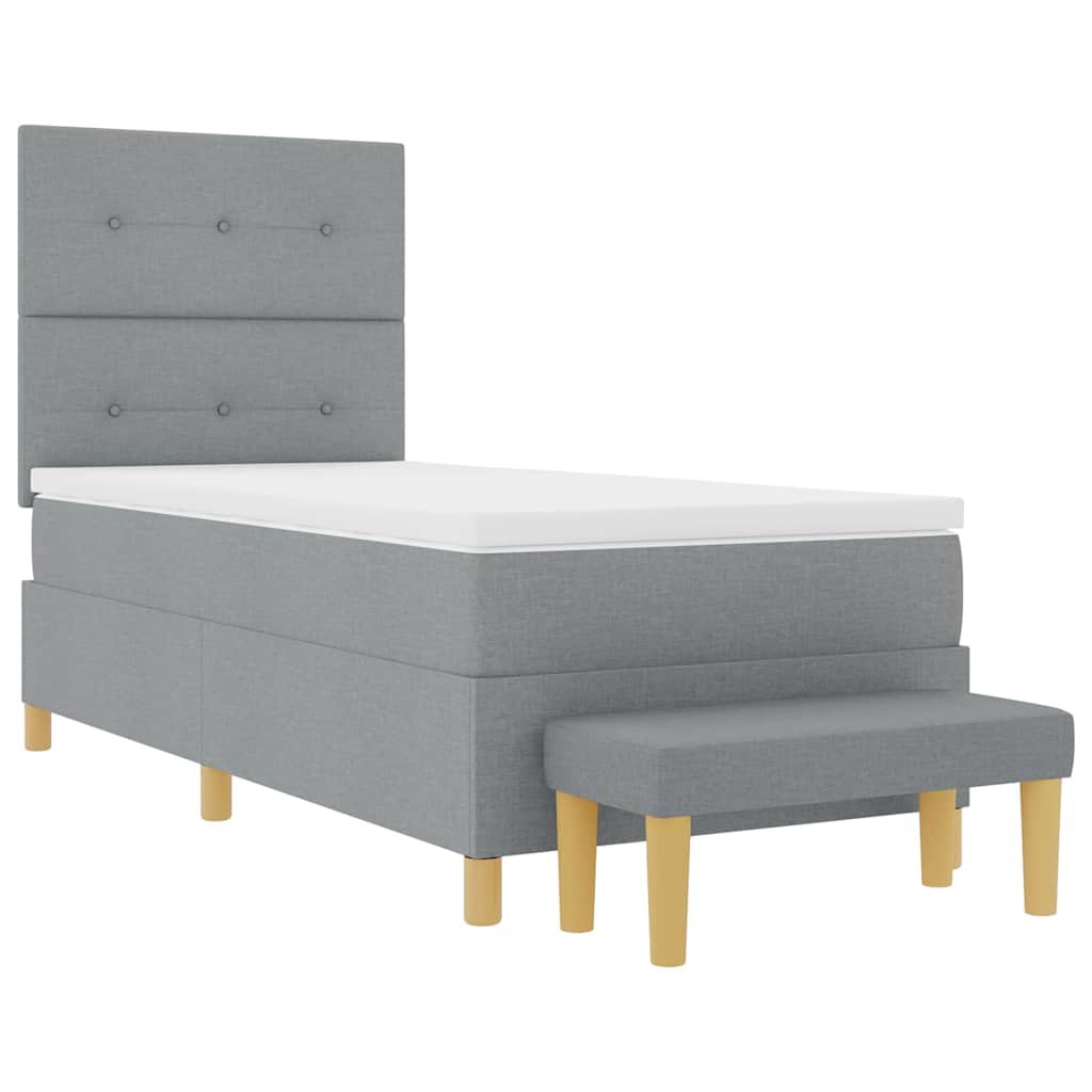 Boxspring bed met hoofdeinde Lichtgrijs 200 x 100 cm Stof