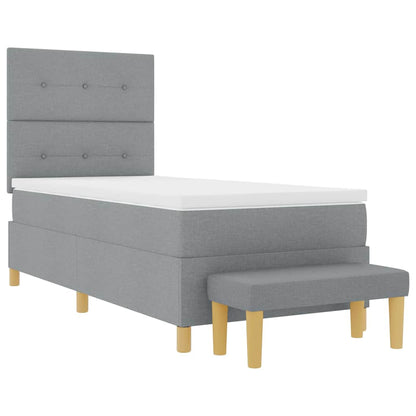 Boxspring bed met hoofdeinde Lichtgrijs 200 x 100 cm Stof