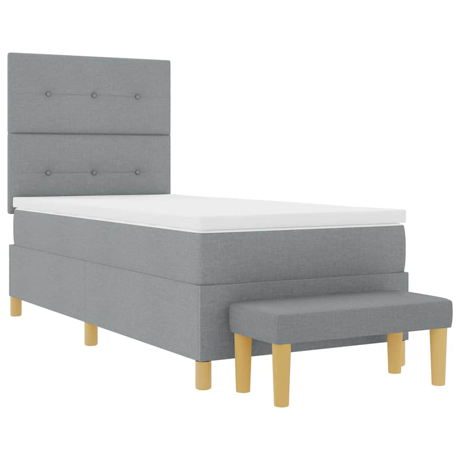 Boxspring bed met hoofdeinde Lichtgrijs 200 x 100 cm Stof