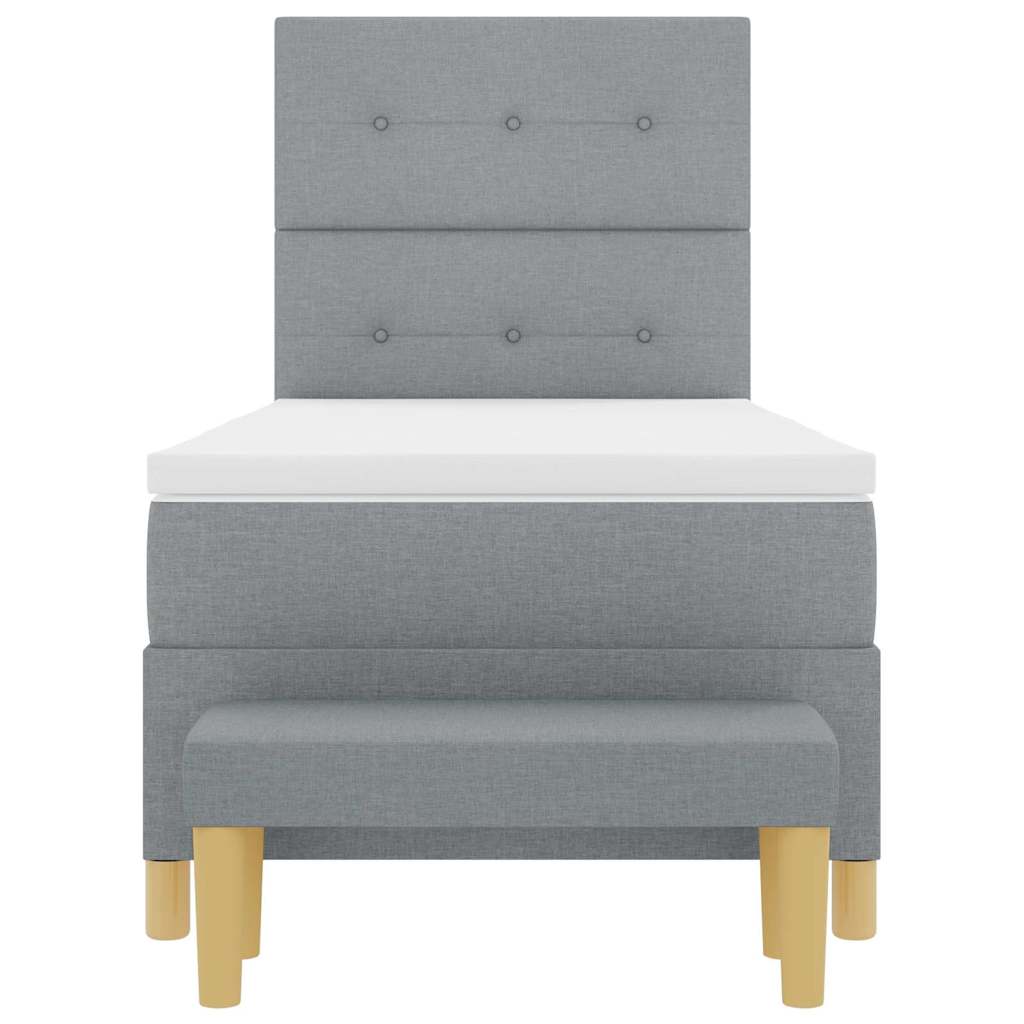 Boxspring bed met hoofdeinde Lichtgrijs 200 x 100 cm Stof