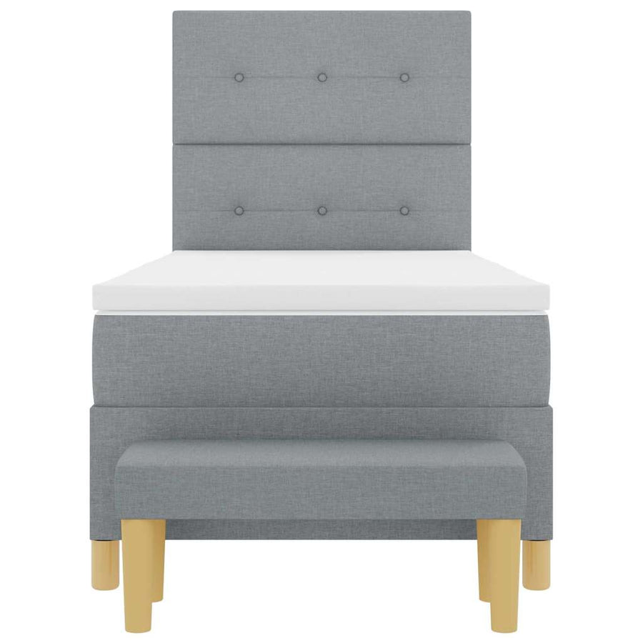 Boxspring bed met hoofdeinde Lichtgrijs 200 x 100 cm Stof