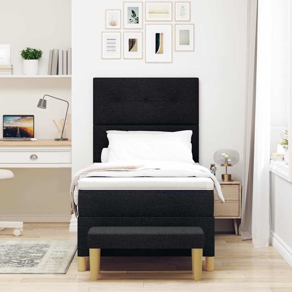 Boxspring bed met kussen met hoofdeinde Zwart 200 x 100 cm Stof