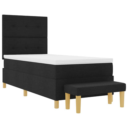 Boxspring bed met kussen met hoofdeinde Zwart 200 x 100 cm Stof