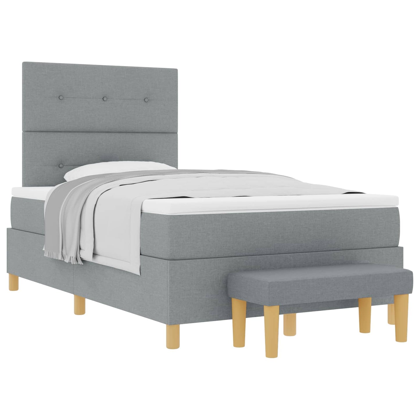 Boxspring bed met hoofdeinde Lichtgrijs 190 x 120 cm Stof