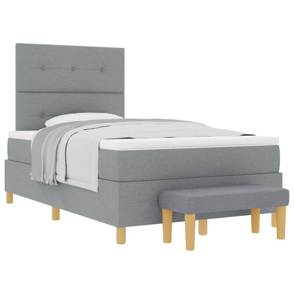 Boxspring bed met hoofdeinde Lichtgrijs 190 x 120 cm Stof