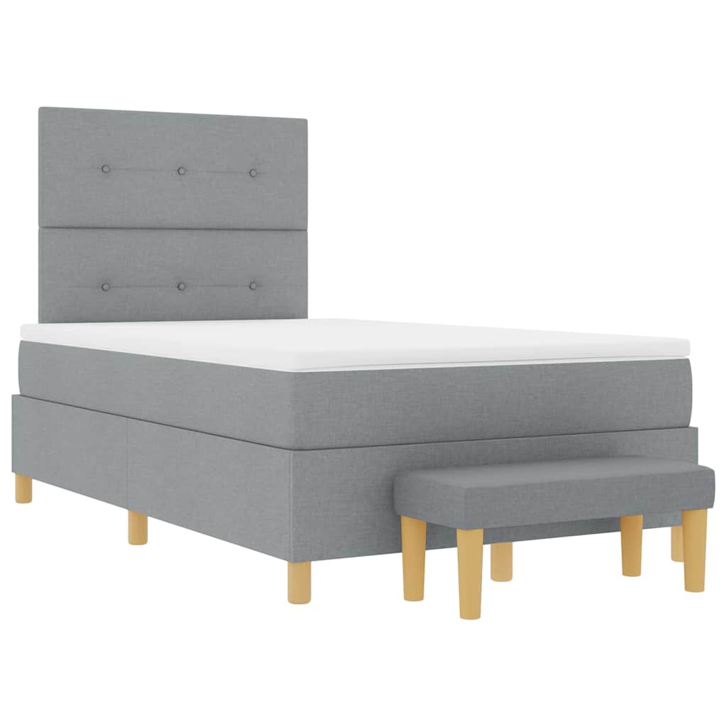 Boxspring bed met hoofdeinde Lichtgrijs 190 x 120 cm Stof