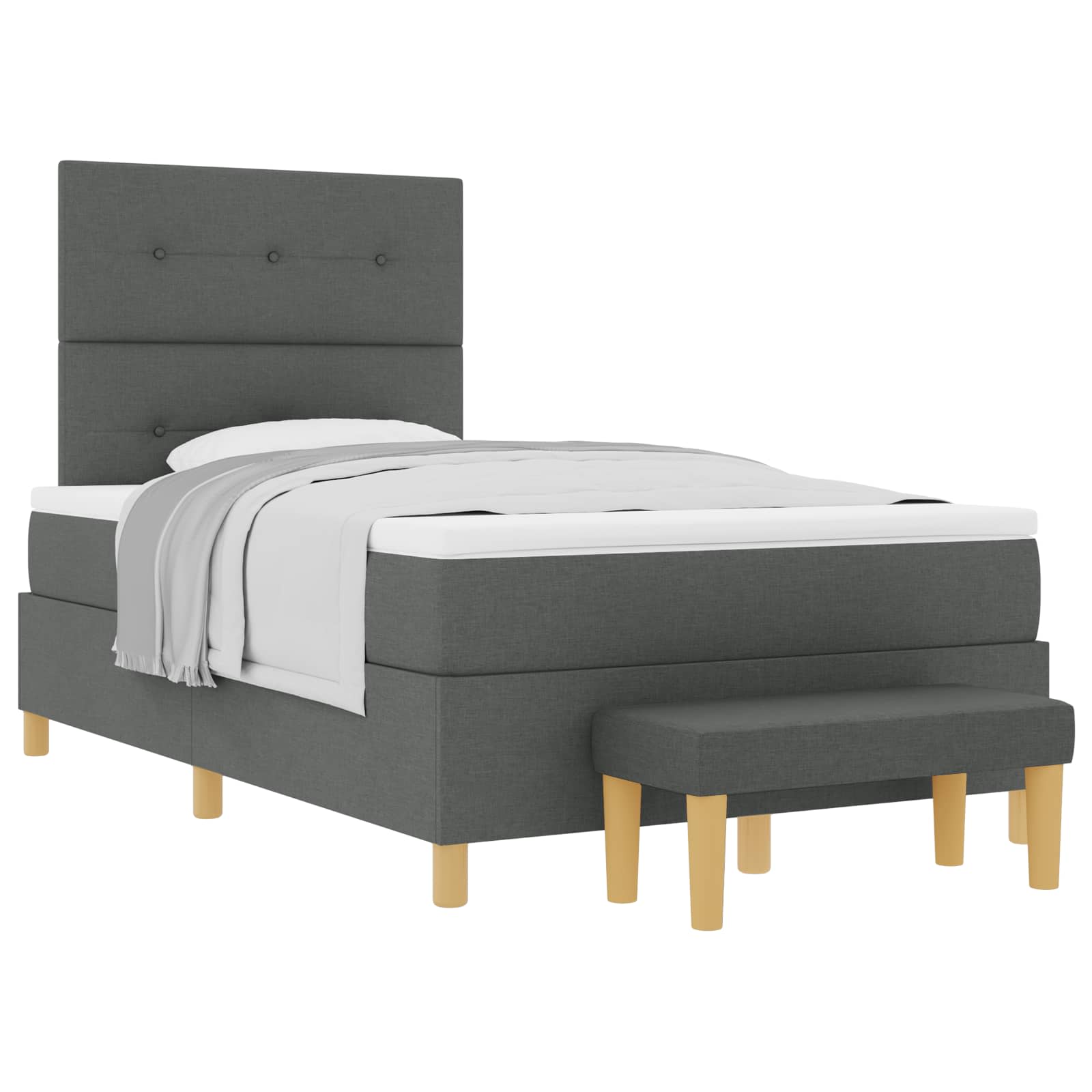 Boxspring bed met hoofdeinde Donkergrijs 190 x 120 cm Stof
