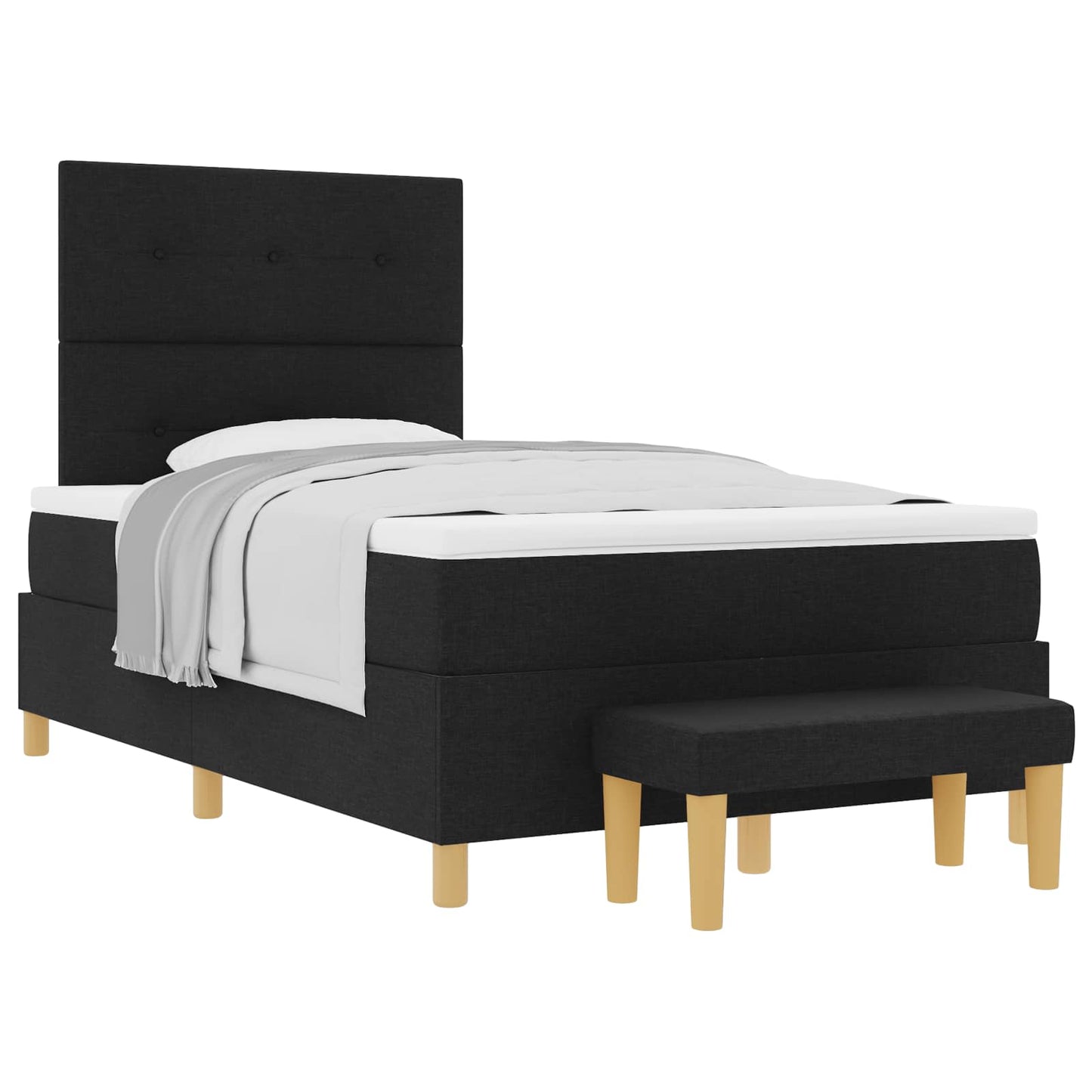 Boxspring bed met hoofdeinde Zwart 190 x 120 cm Stof